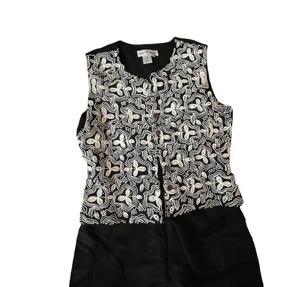 Vintage 1990s Newport News Jumpsuit Linen Blend Bohemian Black 8 Petite EUC - Picture 4 of 12